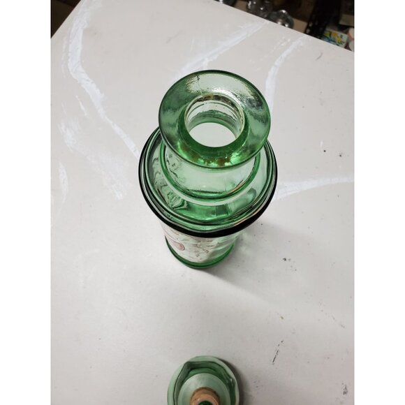 Barware Old Fitzgerald Venetian Green Glass Decanter Bottle & Stopper 1960s - Picture 7 of 8